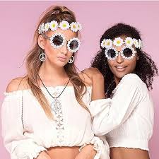 Conjunto Margarita Redondas - Accesorios Disfraz Hippie Mujer