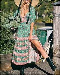 Vestido Estampado Hippie para Mujeres - CJWSLYT