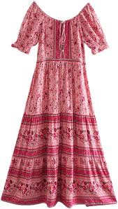 Vestido Hippie Rosa Pulcykp: Estilo y Comodidad