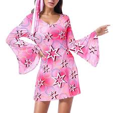 Disfraz Halloween Estampado Discoteca - Vestido Hippie Rosa