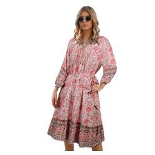 Vestido Informal Bohemian Romántico en Rosa - El Toque Hippie que Necesitas