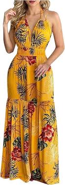 Vestido Largo de Tirantes Estampado Estilo Hippie