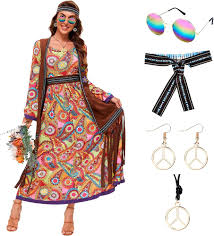 Disfraz Hippie con Chaleco y Pendientes para Mujer