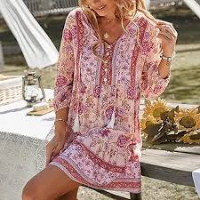 Vestido Tropical Transpirable Abouffantes - Estilo Hippie Chic para el Verano