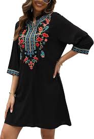 Vestido Bohemio Bordado Dividido - Estilo Hippie Único