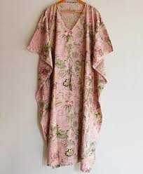 Vestido Hippie Indiano de Algodón Estampado en Tonos Multicolores