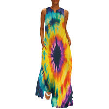 Vestido Elegante Estampado Tobillo Holgado - Estilo Tie Dye Hippie