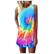 Vestido Tie Dye Hippie Redondo Informal Holgado