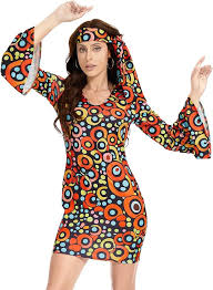 Disfraz Vestido Discoteca Halloween JNAOZI - Estilo Hippie Único