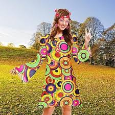 Vestido Halloween Discoteca Turbante - Estilo Hippie de los 70