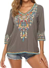 Camisa Hippie Mujer - Bordadas Bohemias Túnicas Sueltas