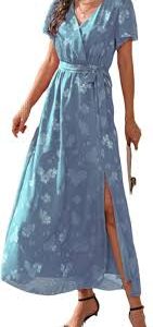 Vestido Largo Estampado de Seda Hippie con Espalda al Aire y Lazo