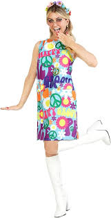 Disfraz Hippie Casero de Mujer con Vestido Blanco - Fun Shack