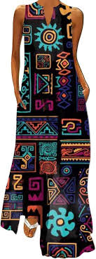 Vestido de Fiesta Casual Estilo Hippie Largo Camisero