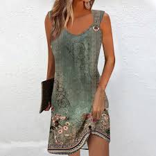 Vestido Hippie de Manga Corta Uxxnjfg - Estilo y Confort