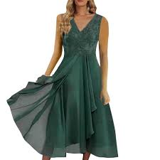 Vestido WERVOT Femenino para Damas de Honor - Estilo Hippie para Gorditas en Verde