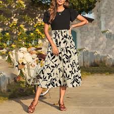 Vestido Largo Hippie Ajustado en la Cintura con Bolsillos