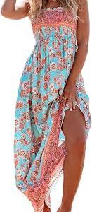 Vestido Largo Hippie con Fruncido y Volantes para Personas Delgadas