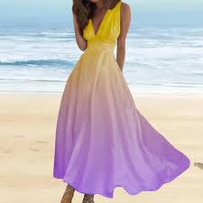 Vestido Largo Degradado Azul YNIEIAA - Elegancia Veraniega