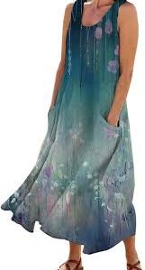 Vestido de Verano Largo Degradado Azules Hippy