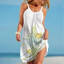 Vestido Tirantes Pianshanzi - Estilo Hippy en Algodón Blanco