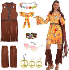 Vestido Disfraz Leggings Carnaval Ulikey - Estilo Hippie con Aplicaciones de Punto