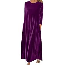 Vestido Morado Hippie de Manga Larga Imperio