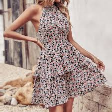 Vestido Elástico Escalonado con Volantes para Adolescentes - Estilo Hippie de Verano