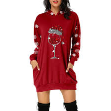 Vestido Sudadera Kwatieh Navidad Invierno - Color Rojo Hippie