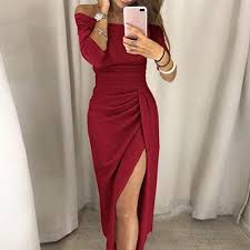 Vestido Bohemio Monocolor Holgado para Mujer en Rojo