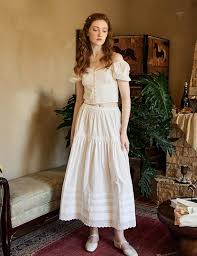 Vestido de Algodón Blanco Renacimiento Medieval para Chicas Bajitas