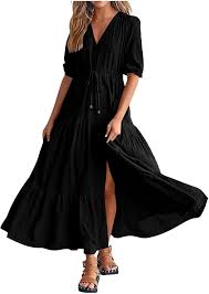Vestido Largo Estilo Hippie Chic Negro para Verano