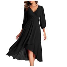 Vestido Largo Estilo Hippie Chic Negro para Mujeres