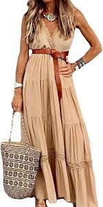 Vestido Largo Boho Hippie con Estampado Floral - Ticticlily