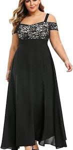 Vestido Largo Negro Hippie Talla Grande con Encaje