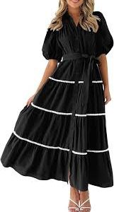 Duohropke Vestido Largo Negro Hippie Talla Grande - Elegancia y Comodidad