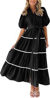 Duohropke Vestido Largo Negro Hippie Talla Grande - Elegancia y Comodidad