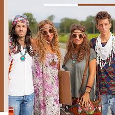 Conjunto Disfraz de Hippie con Accesorios Redondos