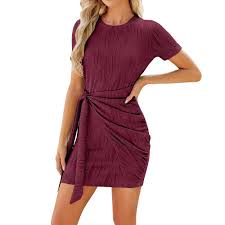 Camiseta Vestido Acanalado Monocolor - Estilo Hippie